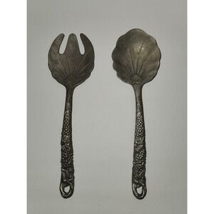 Vintage ARTHUR COURT Grapevine Aluminum SERVING SALAD SPOON FORK SET 1990 GUC